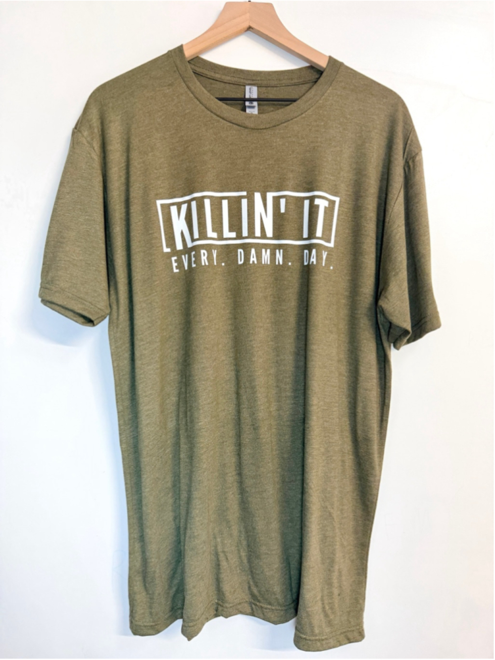 Motivational Olive Green "Killin' It" Short Sleeve Tee XL NEW